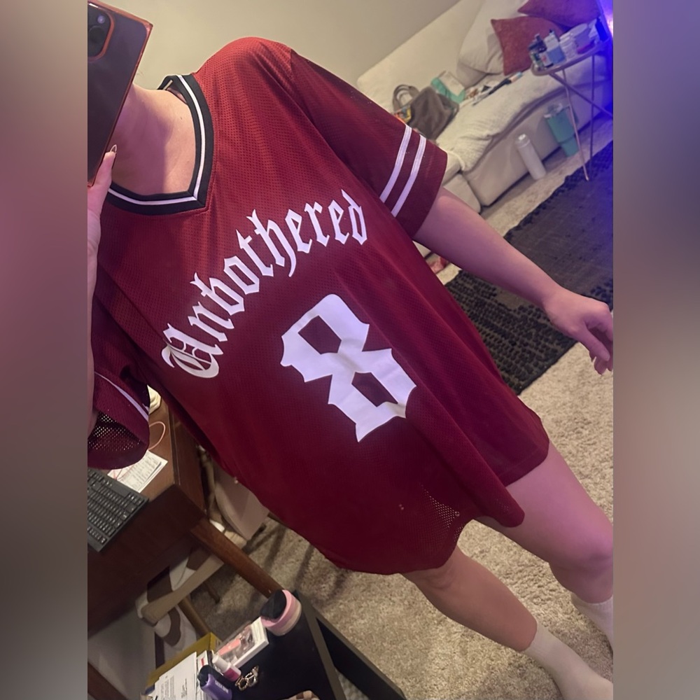 DOLLS KILL Unbothered Maroon Mesh Jersey Tunic!